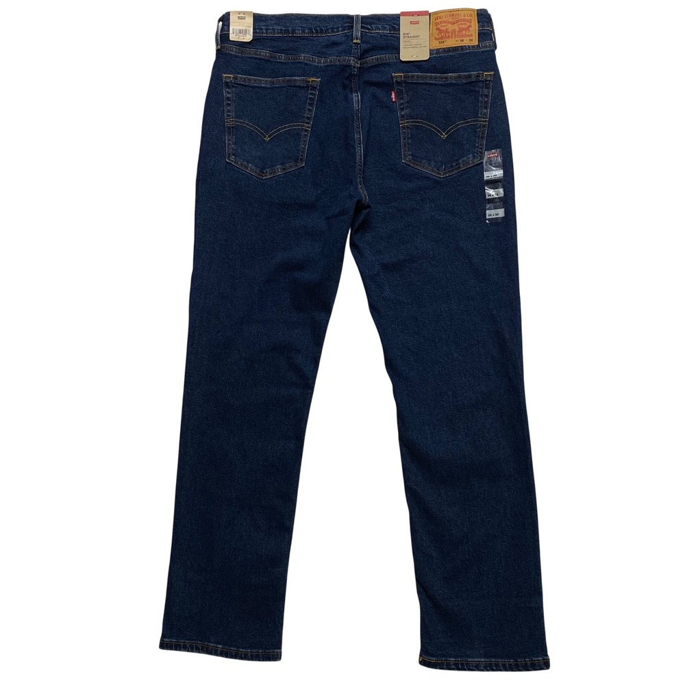 Levis 514 Straight Fit Mens Jeans Dark Wash Denim 36x32 Stretch NWT - Picture 5 of 11
